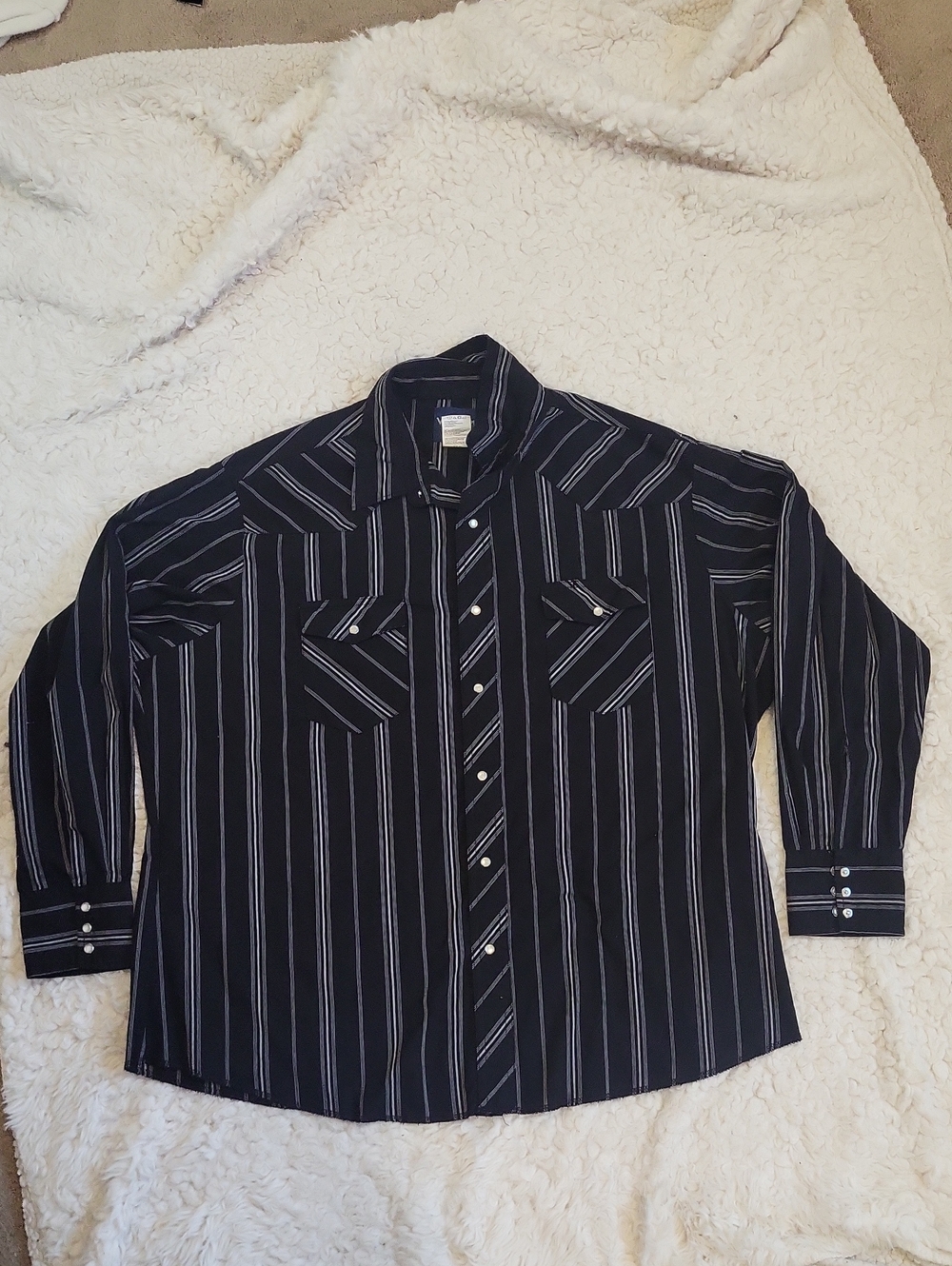 Men's Wrangler Western Shirt Stripes, Pearl Buttons XXL
